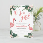 Flamingo Baby shower Kaart (Staand voorkant)