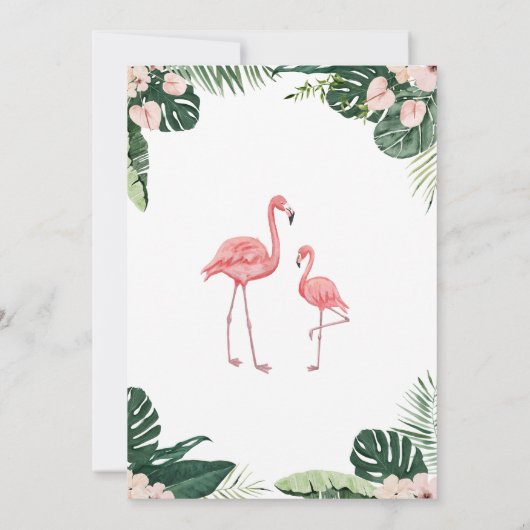 Flamingo Baby shower Kaart (Achterkant)