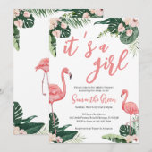 Flamingo Baby shower Kaart (Voorkant / Achterkant)