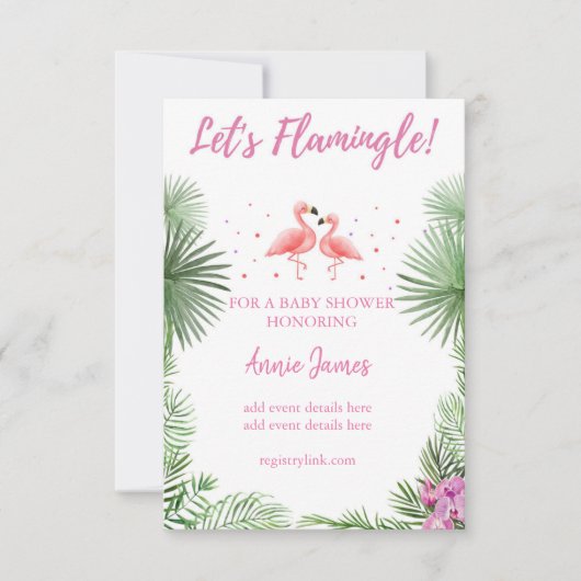 Flamingo baby shower kaart (Voorkant)