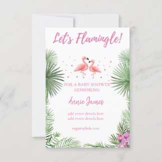 Flamingo baby shower kaart