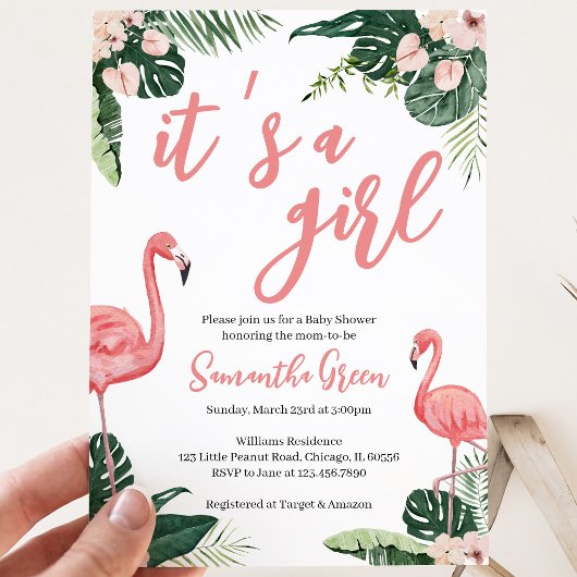 Flamingo Baby Shower Kaart