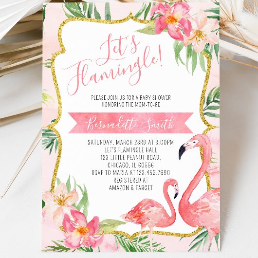 Flamingo Baby Shower Kaart