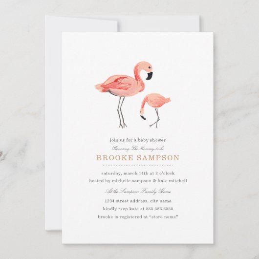 Flamingo Baby shower Kaart (Voorkant)