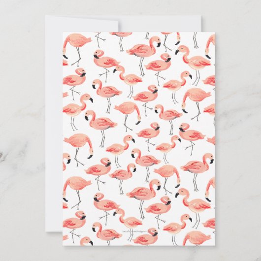 Flamingo Baby shower Kaart (Achterkant)