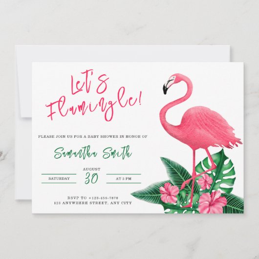 Flamingo Baby shower - Laten we Flamingo! Kaart (Voorkant)