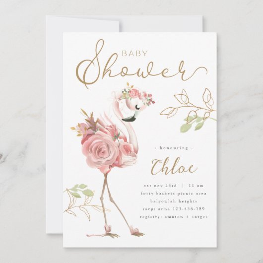 Flamingo Baby shower, moderne bloemen roze flaming Kaart (Voorkant)