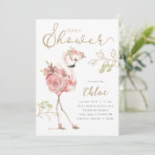 Flamingo Baby shower, moderne bloemen roze flaming Kaart (Staand voorkant)