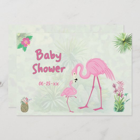 Flamingo Baby shower moeder en jongen Kaart (Voorkant / Achterkant)