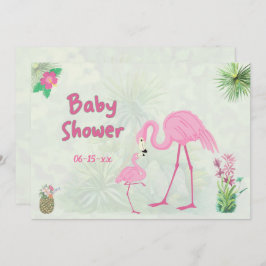 Flamingo Baby shower moeder en jongen Kaart
