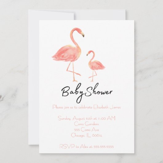 Flamingo Baby shower nodigt uit Kaart (Voorkant)
