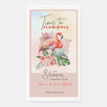 Flamingo Baby shower Papier Gastenhanddoek
