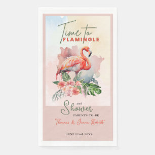 Flamingo Baby shower Papier Gastenhanddoek Servet