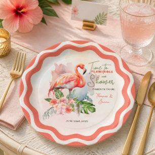 Flamingo Baby Shower Papieren Bordje