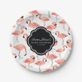 Flamingo Baby shower Papieren Bordje