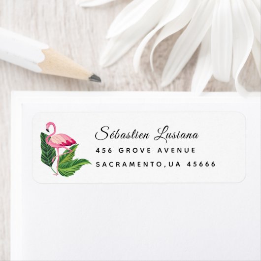 Flamingo Baby shower retouradres Etiket (Insitu)