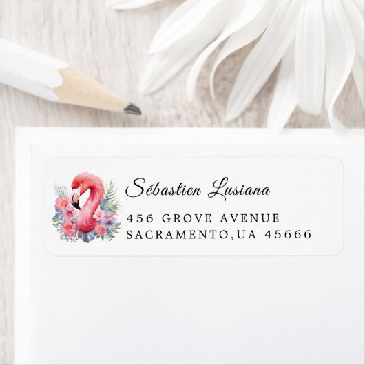 Flamingo Baby shower retouradres Etiket (Insitu)