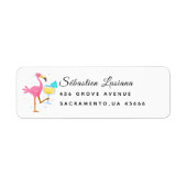 Flamingo Baby shower retouradres Etiket (Voorkant)