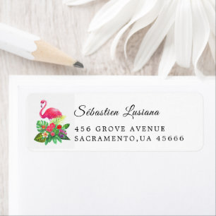 Flamingo Baby shower retouradres Etiket