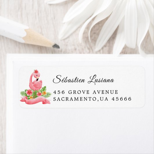 Flamingo Baby shower retouradres Etiket (Insitu)