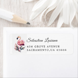 Flamingo Baby shower retouradres Etiket