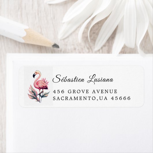 Flamingo Baby shower retouradres Etiket (Insitu)