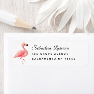 Flamingo Baby shower retouradres Etiket