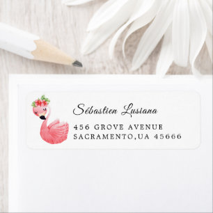 Flamingo Baby shower retouradres Etiket
