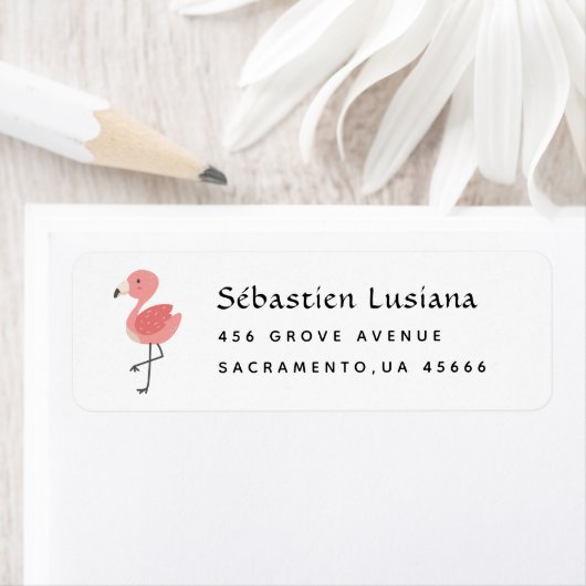 Flamingo Baby shower retouradres Etiket (Insitu)