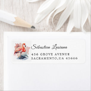 Flamingo Baby shower retouradres Etiket