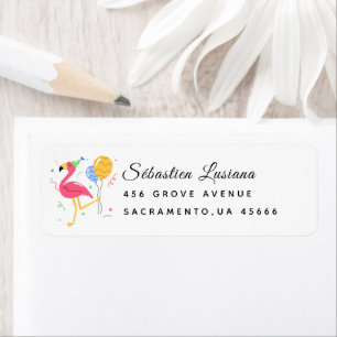Flamingo Baby shower retouradres Etiket