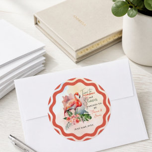 Flamingo Baby Shower Ronde Sticker