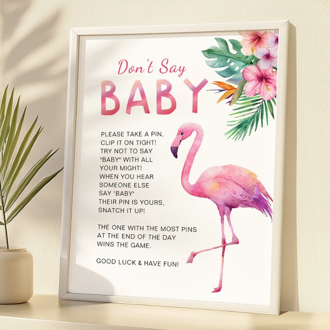 Flamingo Baby shower Spelbord - Zeg geen Baby (Don't Say Baby - Baby Shower Activity)