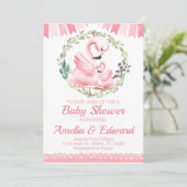 Flamingo Baby shower Uitnodiging (Staand voorkant)