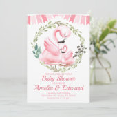Flamingo Baby shower Uitnodiging (Staand voorkant)