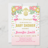 Flamingo Baby shower uitnodiging Tropisch (Voorkant)