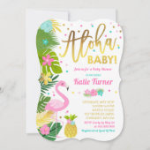 Flamingo Baby Shower Uitnodiging Tropische Shower (Voorkant)