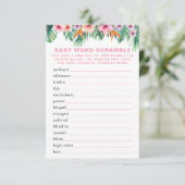 Flamingo Baby shower Word Scramble spel Informatiekaartje (Staand voorkant)