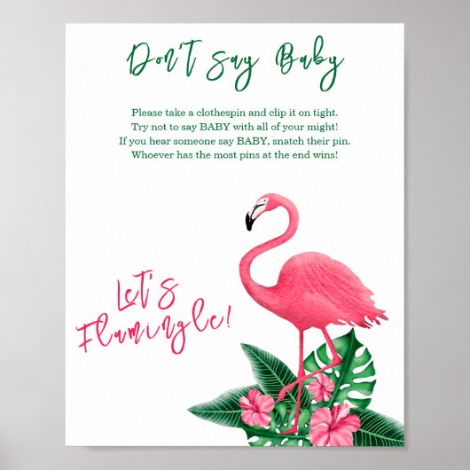 Flamingo baby shower Zeg niet baby spel Poster (Voorkant)