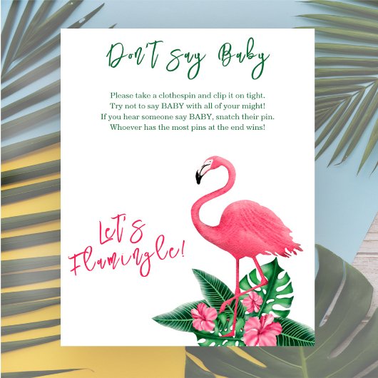 Flamingo baby shower Zeg niet baby spel Poster