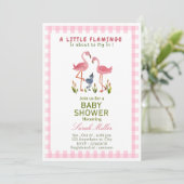 Flamingo babyshower uitnodiging (Staand voorkant)
