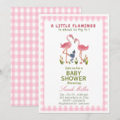 Flamingo babyshower uitnodiging (Voorkant / Achterkant)