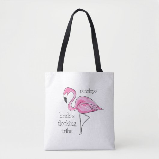 Flamingo Bachelorette Bruid's Flocking Tribe Naam Tote Bag (Voorkant)