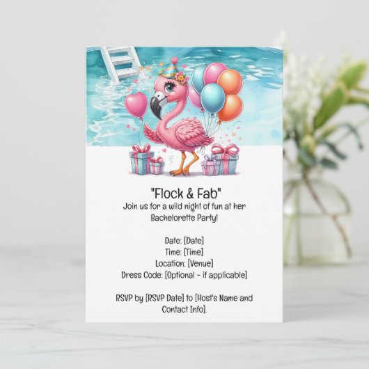 Flamingo Bachelorette feest Kaart (Staand voorkant)