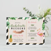 Flamingo bachelorette met reisuitnodiging kaart (Staand voorkant)