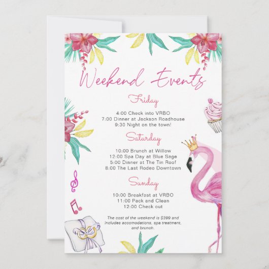 Flamingo Bachelorette Party Uitnodiging (Achterkant)