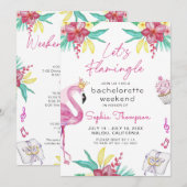 Flamingo Bachelorette Party Uitnodiging (Voorkant / Achterkant)