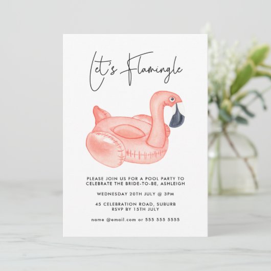 Flamingo Bachelorette Pool Party Kaart (Staand voorkant)