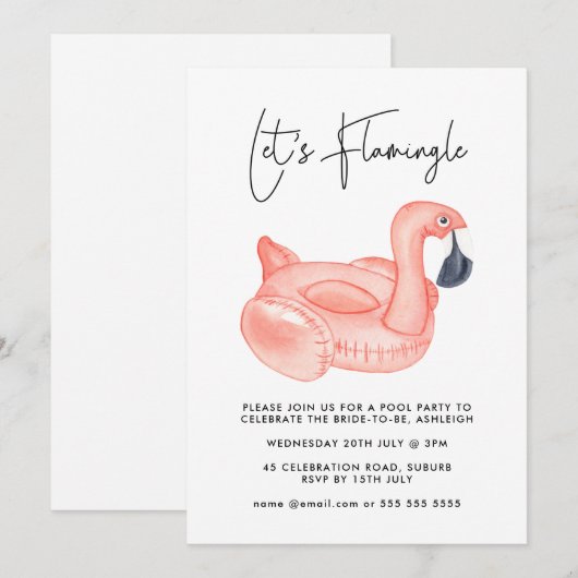 Flamingo Bachelorette Pool Party Kaart (Voorkant / Achterkant)