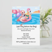 Flamingo Bachelorette Pool Party Kaart (Staand voorkant)